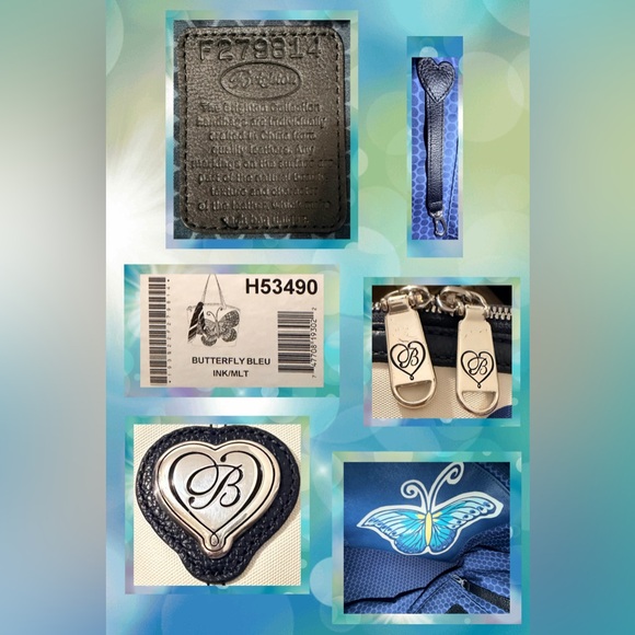 Brighton Embroidered Butterfly Saffiano Vinyl Bag  Wallet Scarf Dust Bag & Box - Picture 13 of 17